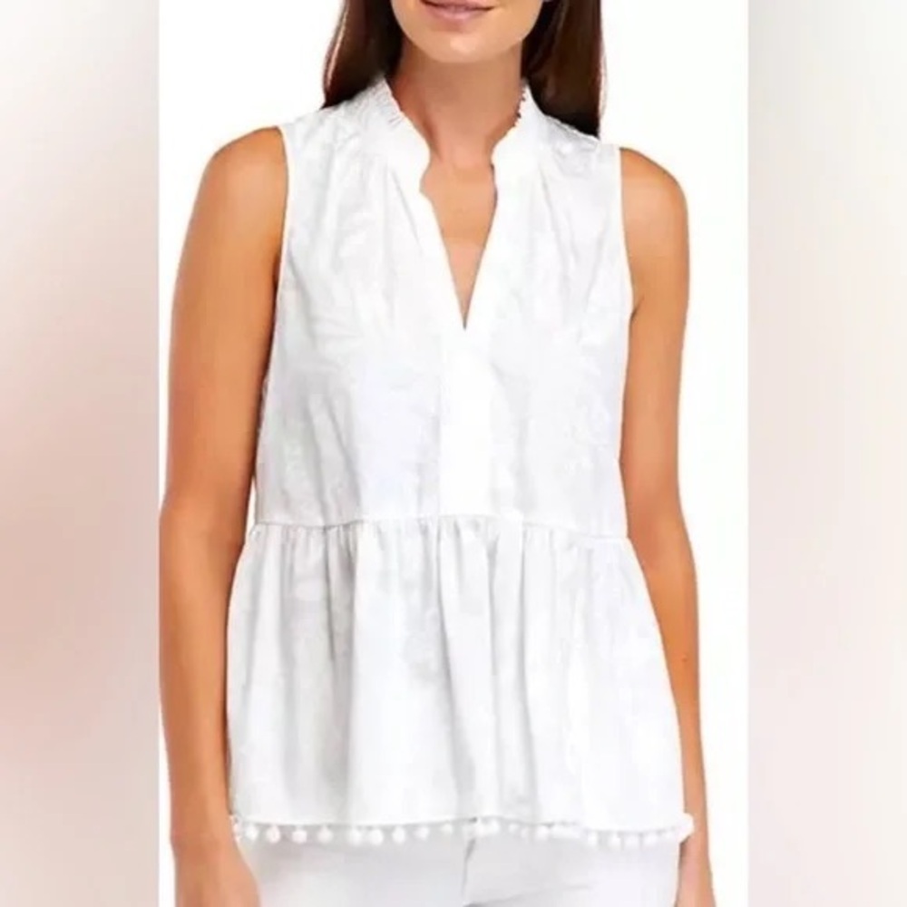 Lilly Pulitzer Novella Top Jungle Cabana Resort White